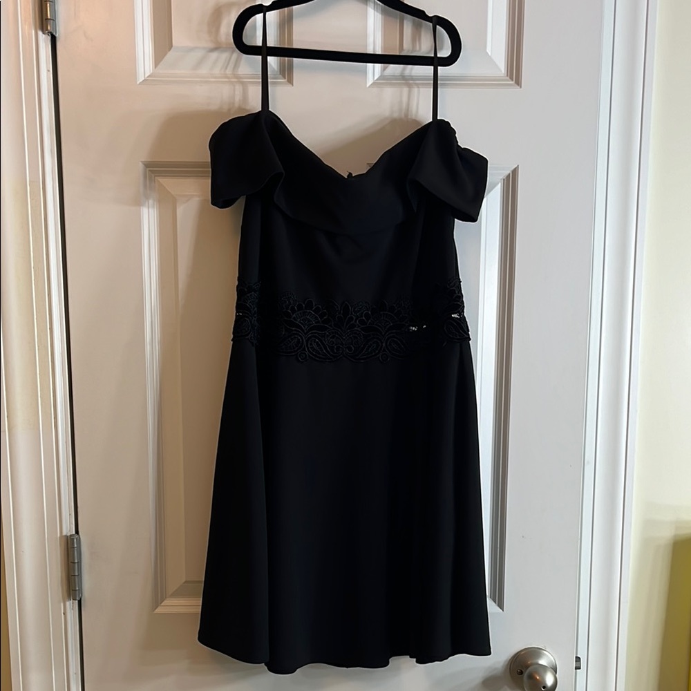 B Darlin Black Strapless Off-Shoulder Cocktail Dress